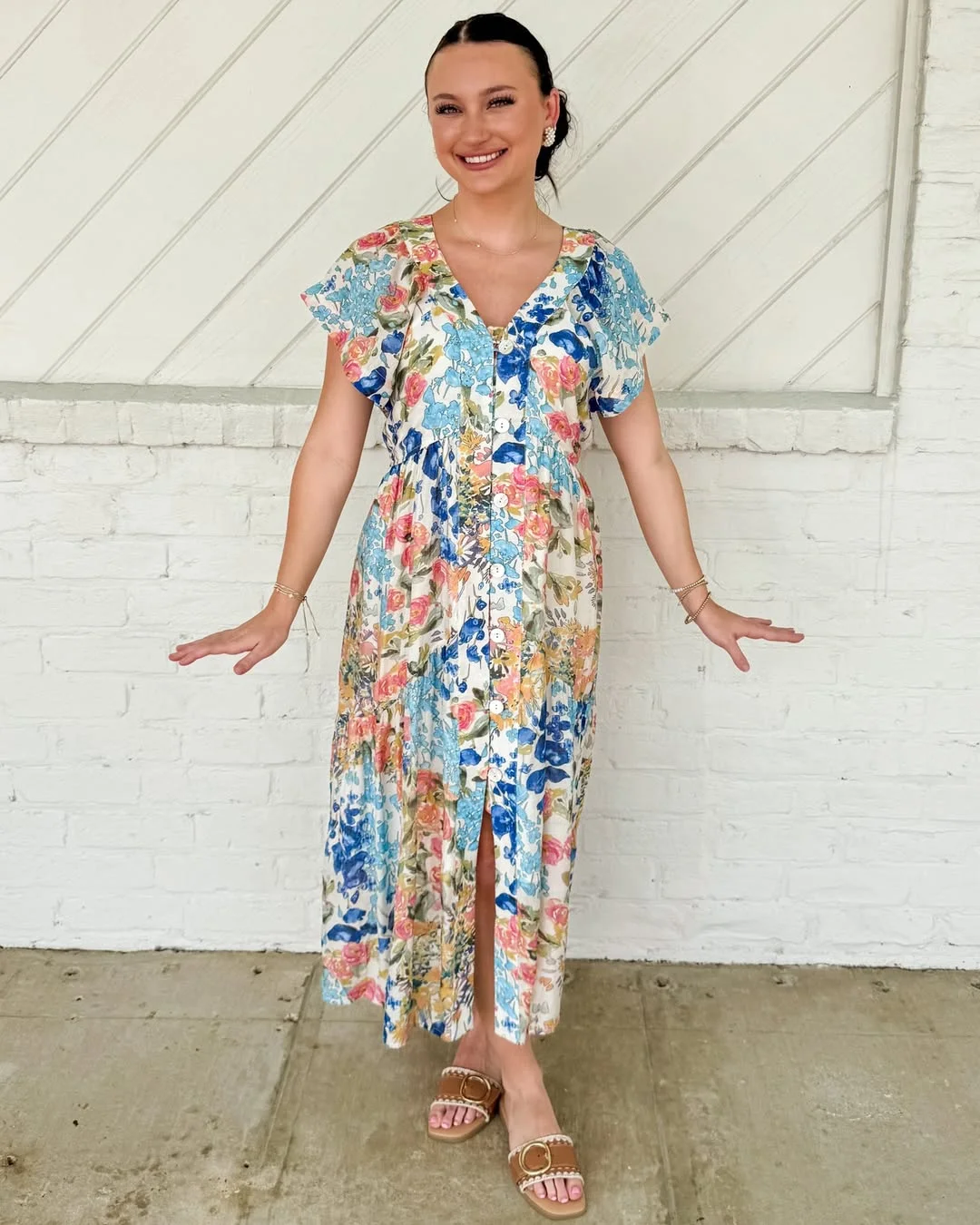 summer flowy maxi dresses 2026 + Button-Front Florals With An Easy Summer Split