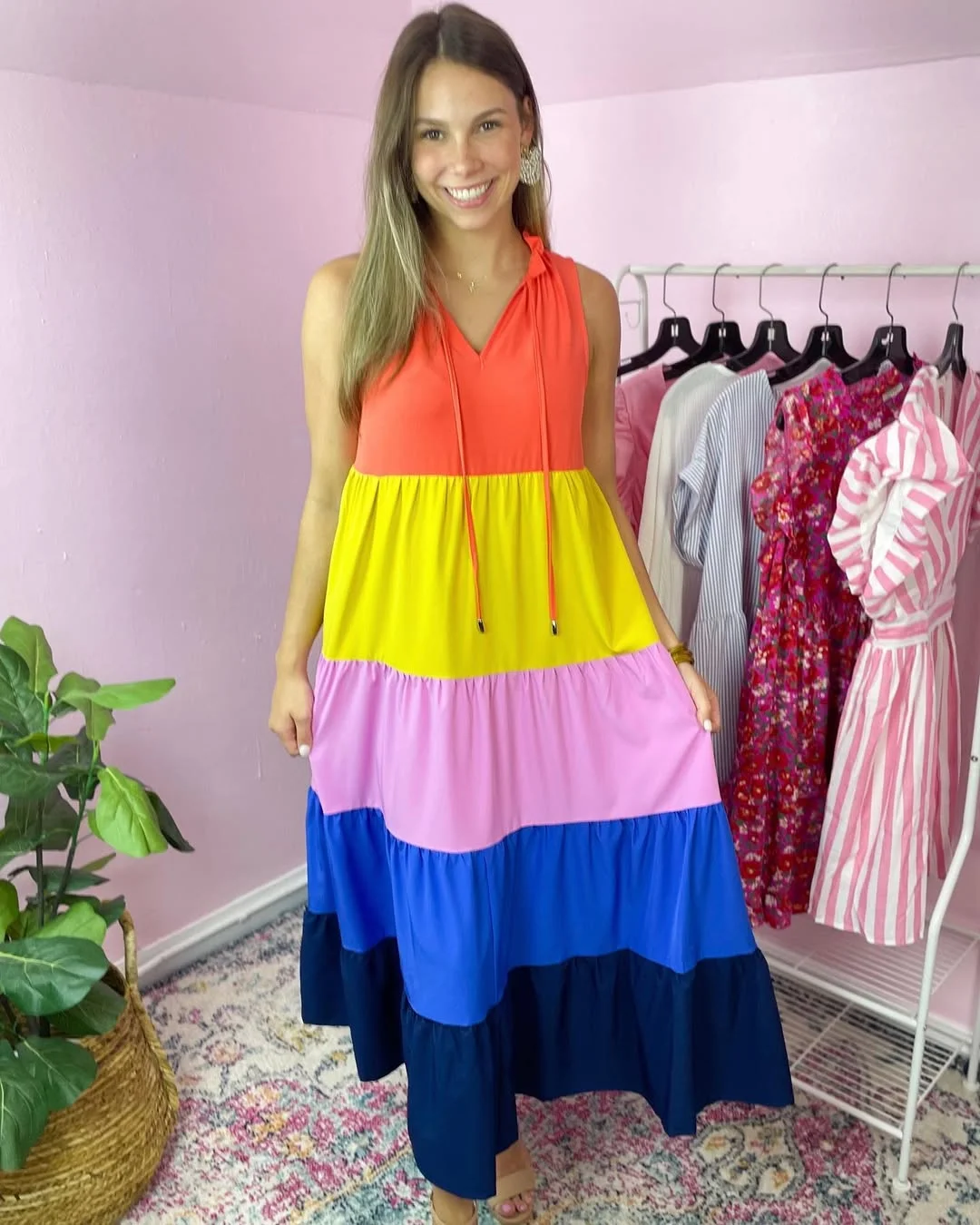 summer flowy maxi dresses 2026 + Color-Block Tiers With Playful Summer Energy