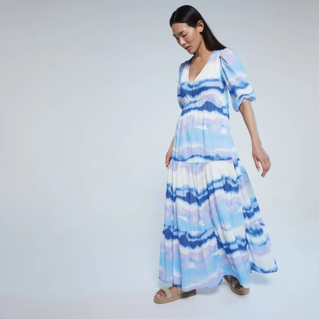 summer flowy maxi dresses 2026 + Ocean Stripe Maxi For Cool Summer Movement