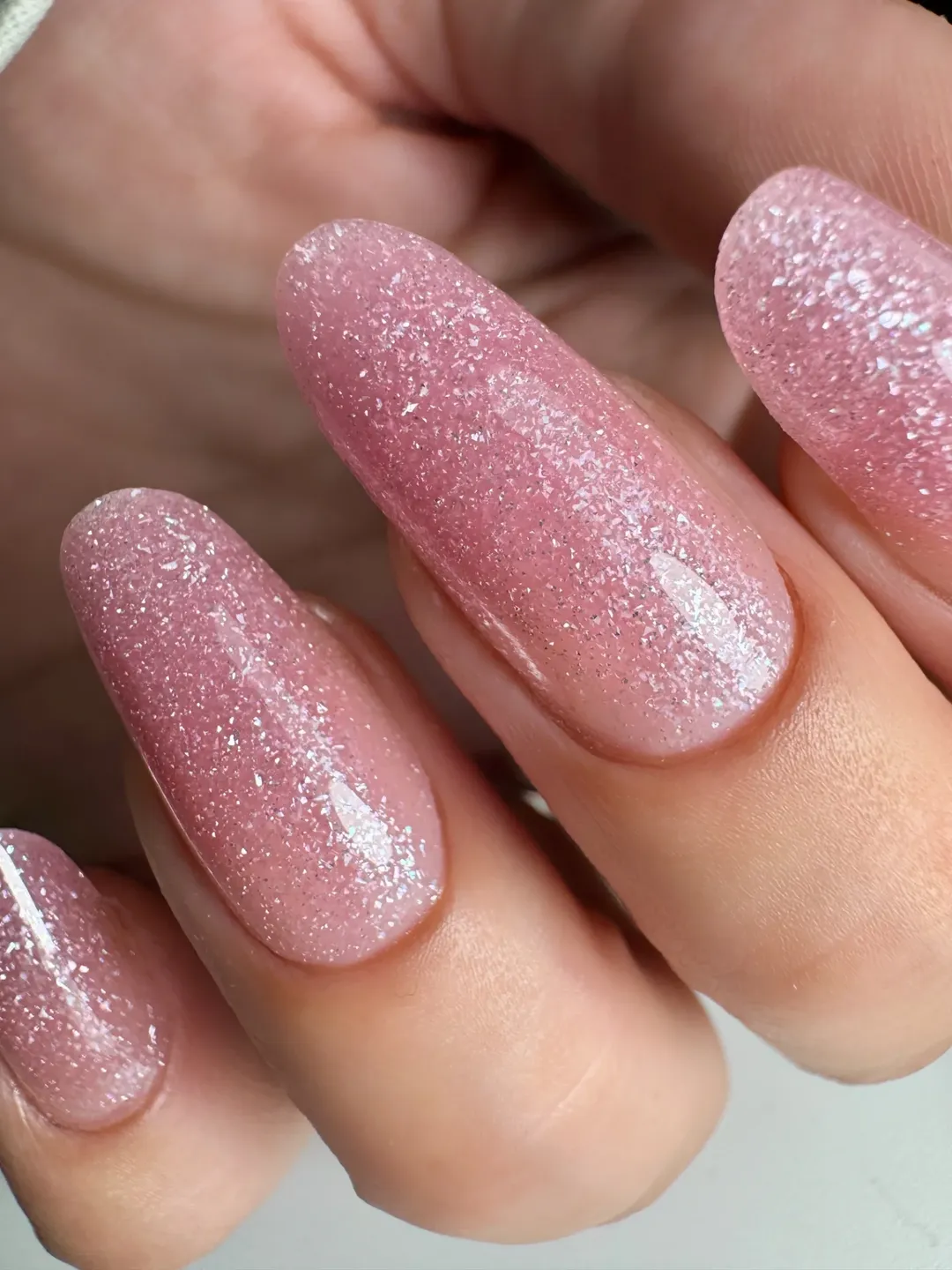 summer glitter nails 2026 + Soft Pink Crystal Almond Nails