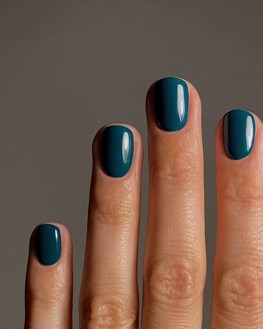 summer nails one color 2026 + Deep Teal Short Nails with a Glossy Ocean Finish