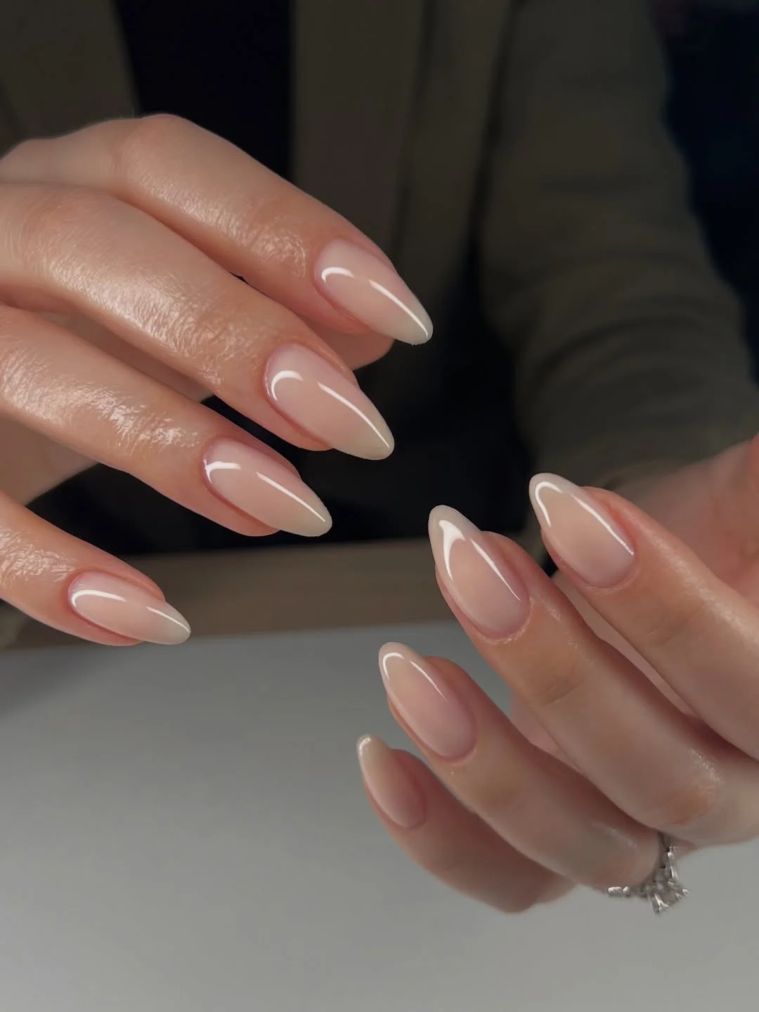 summer nails one color 2026 + Sheer Nude Almond Nails for Effortless Summer Polish