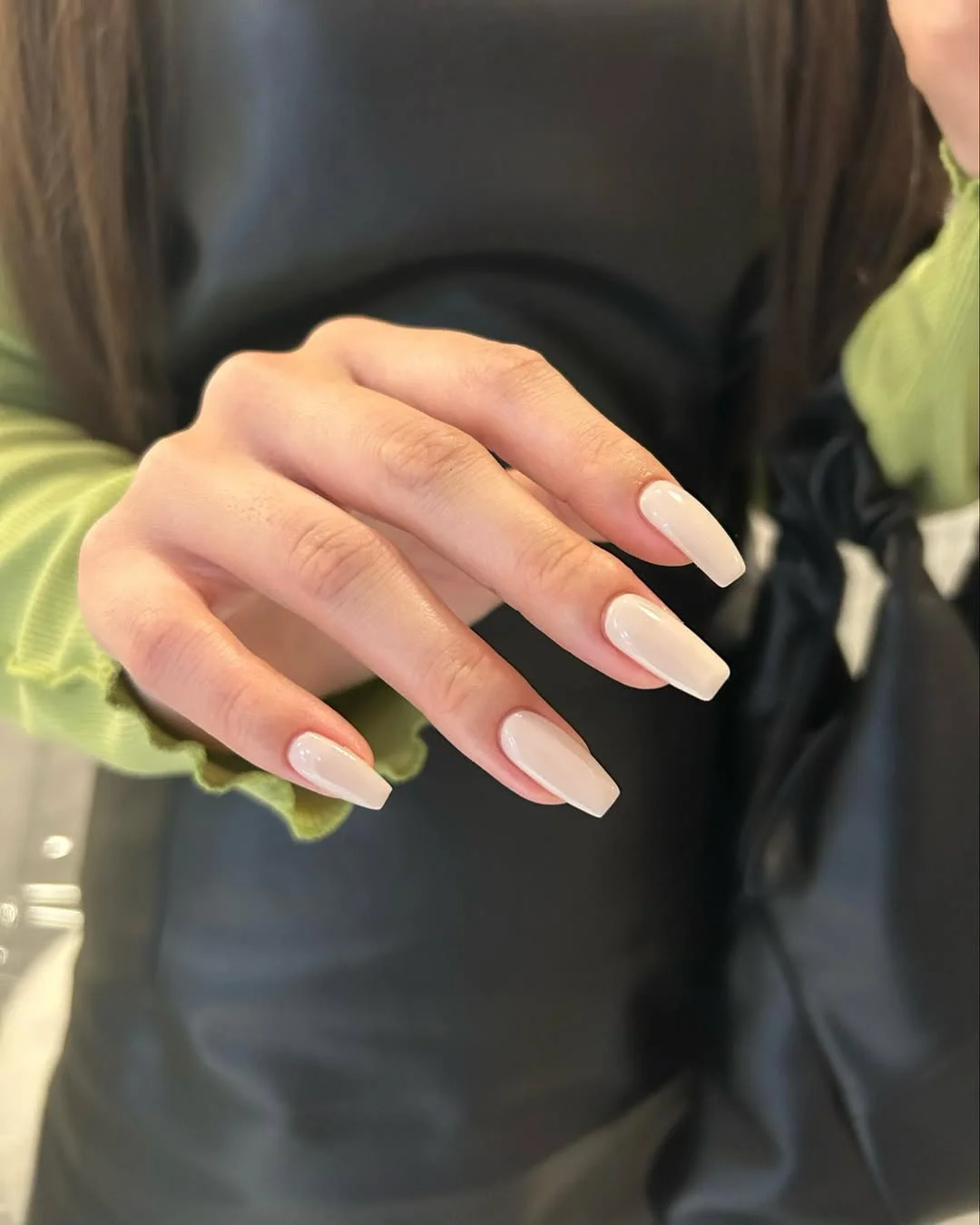summer nails one color 2026 + Milky Vanilla Square Nails with a Clean Glossy Finish