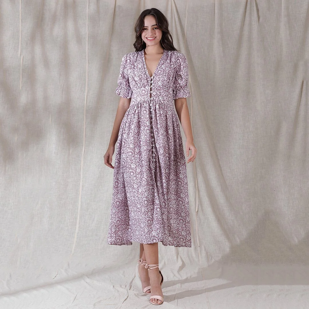summer sleeveless dresses 2026 Romantic Floral Midi With Soft Sleeve Coverage
