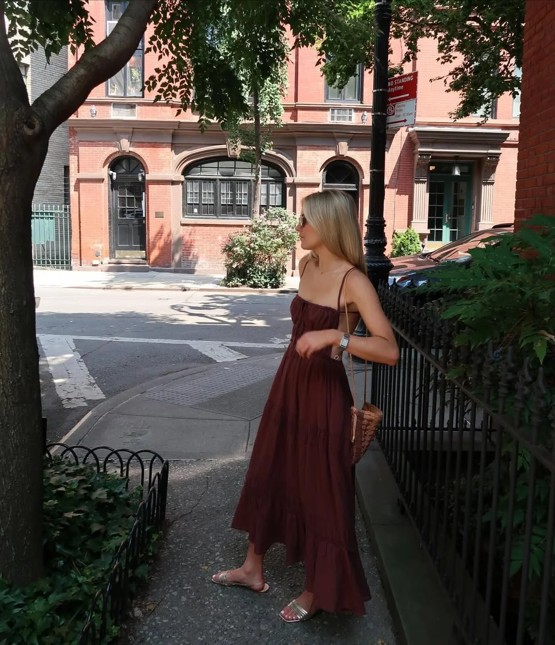 summer sundresses 2026 Burgundy City Sundress For Shaded Sidewalk Errands