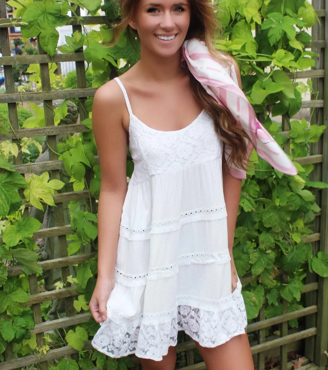 summer sundresses 2026 White Lace Mini Sundress With Garden-Girl Softness