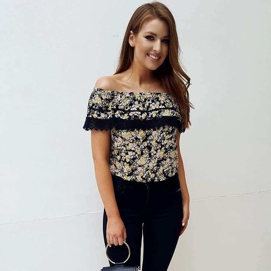 summer tops outfit 2026 Black Floral Off-Shoulder Tops for Summer Evenings
