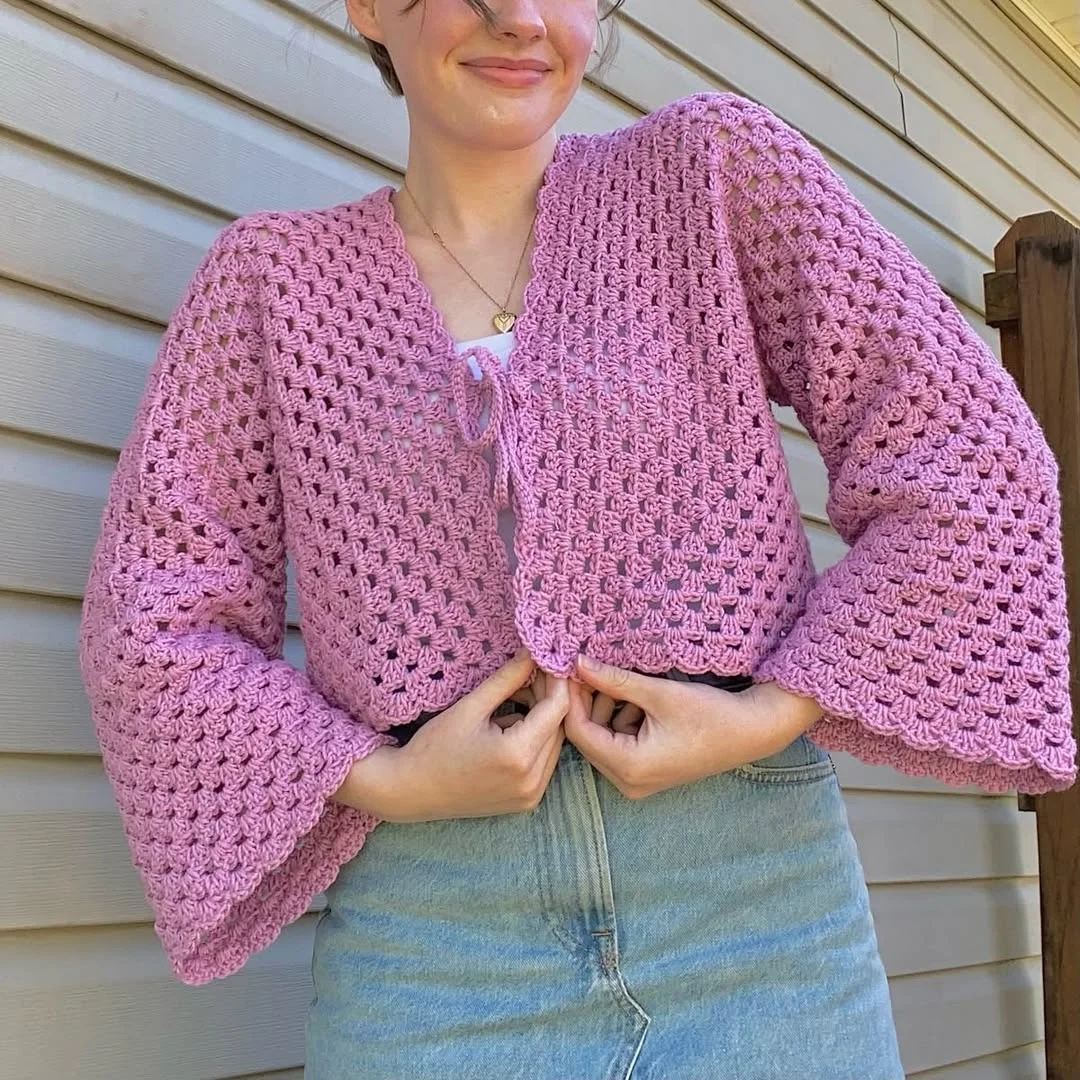 summer tops outfit 2026 Pink Crochet Layers with Vintage Energy