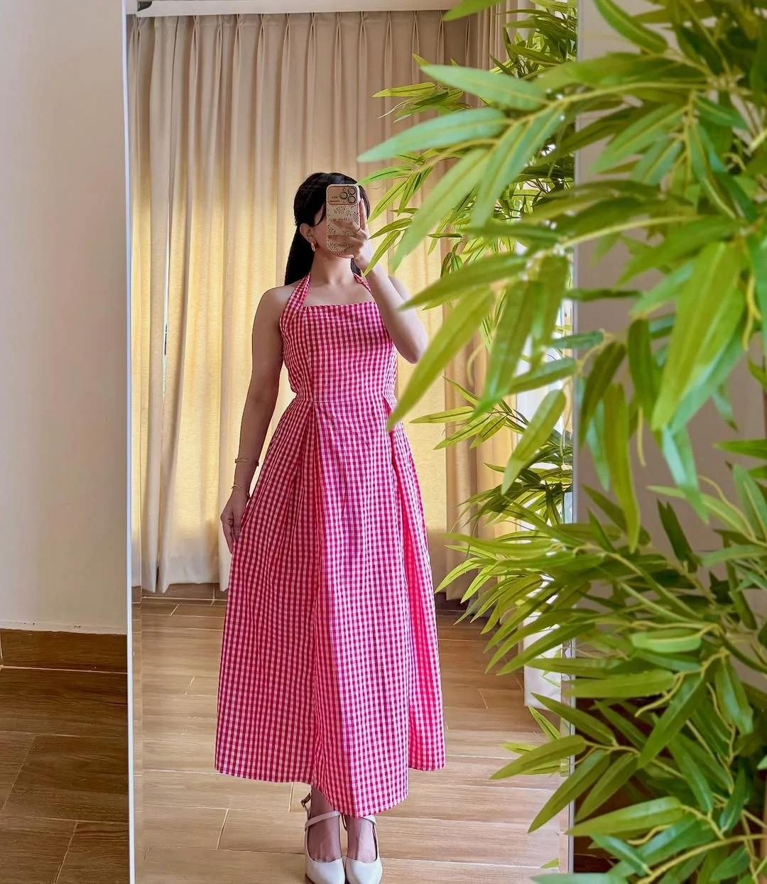Sunday summer brunch outfits 2026 Pink Gingham Dress For A Sweet Family Brunch