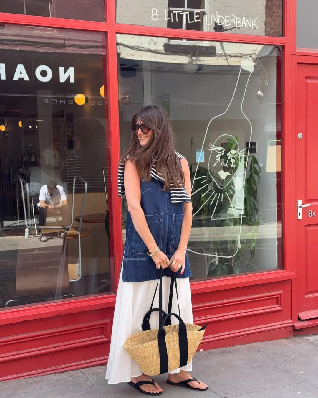 Sunday summer brunch outfits 2026 Denim Layer And White Skirt For Easy Street Brunch