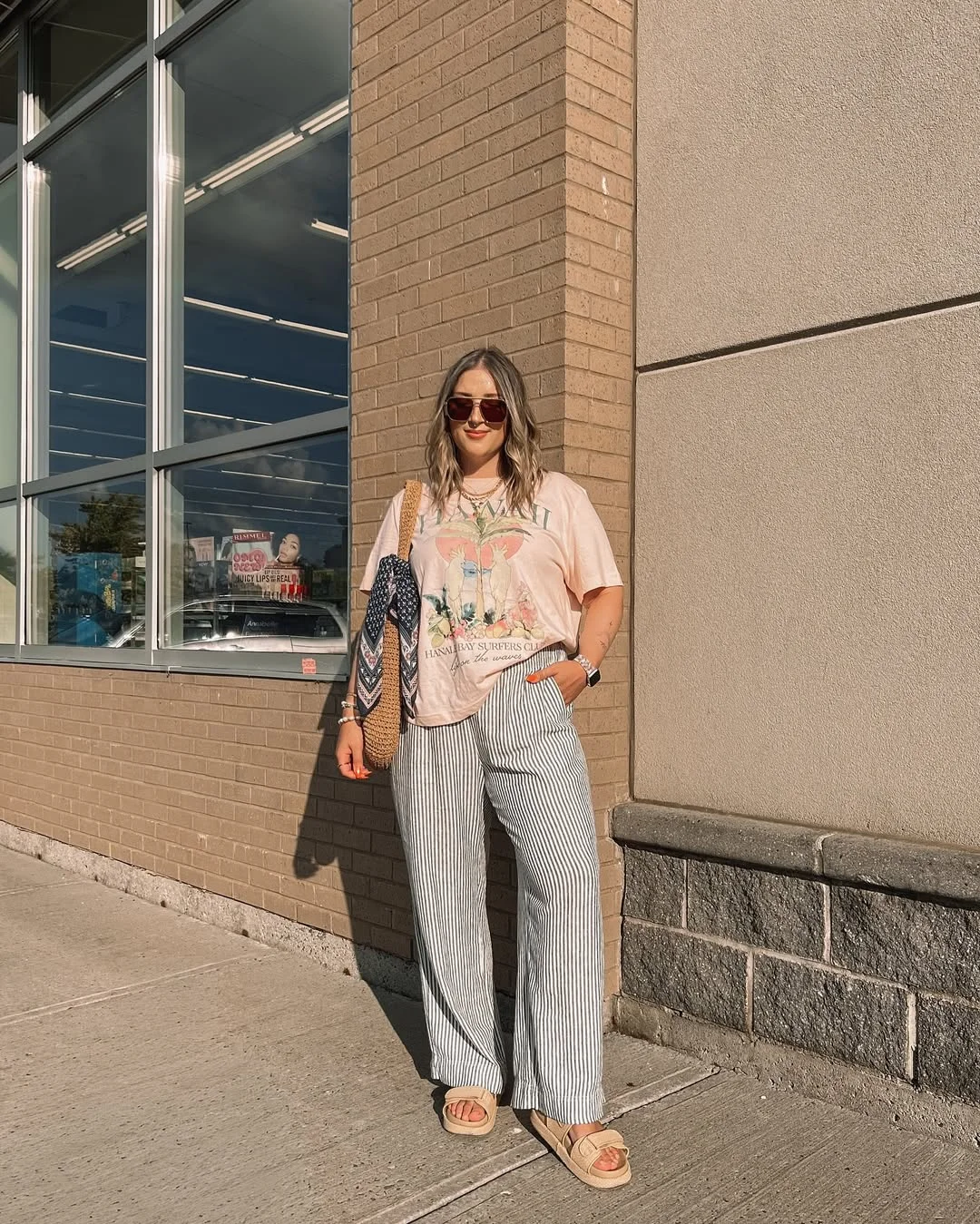 trendy midsize outfits summer 2026 Striped Pants And Graphic Tee Days That Feel Effortlessly Cool