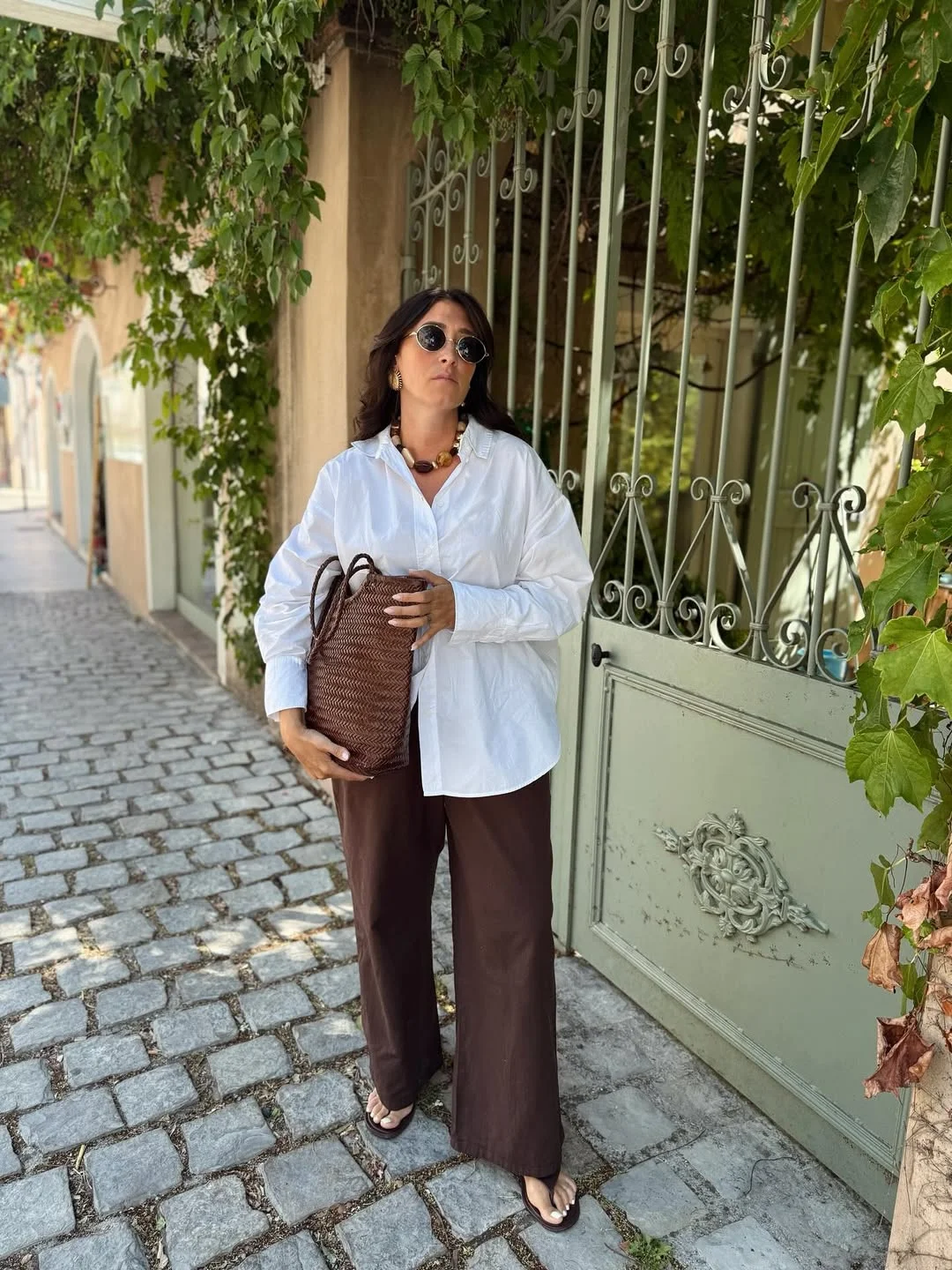 trendy midsize outfits summer 2026 Chocolate Brown Wide-Leg Pants With Quiet Luxury Energy