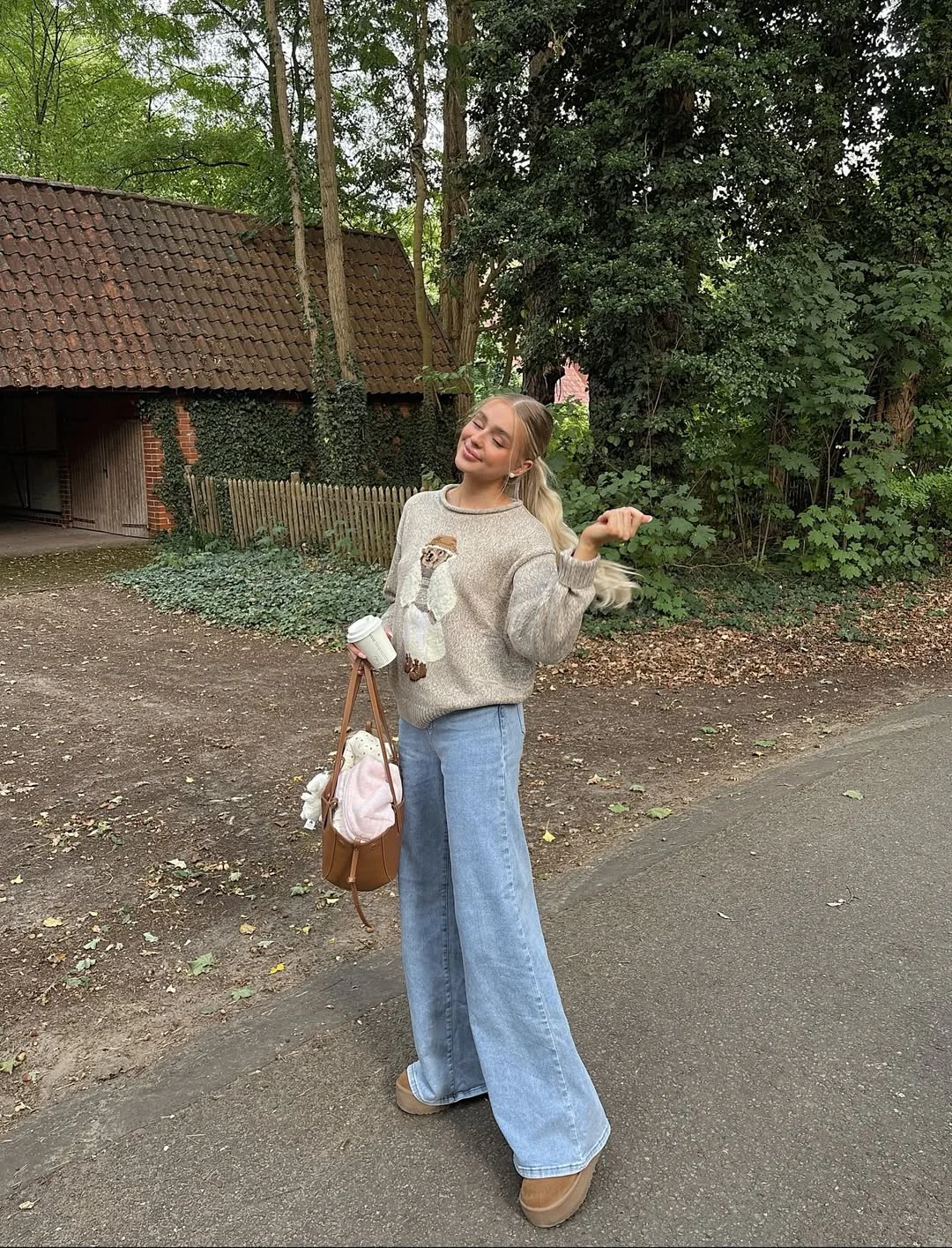 trendy midsize outfits summer 2026 Soft Knit Sweaters And Wide Denim For Cool Summer Mornings