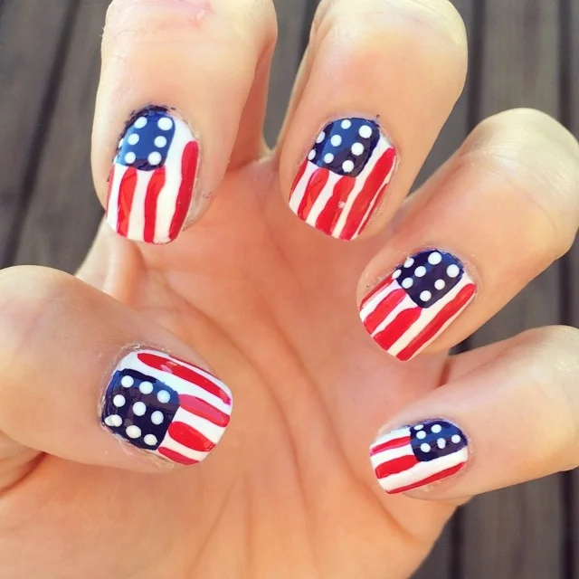 usa nails 2026 + Classic Flag Block Nails with Bold Little Patriot Energy
