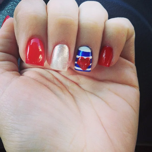 usa nails 2026 + Striped Heart Accent Nails with a Polished Patriotic Touch