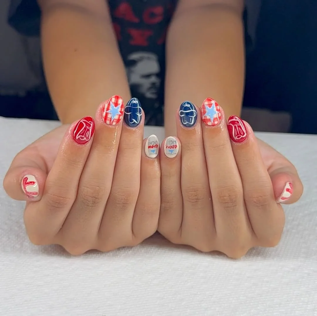 usa nails 2026 + Short Game Day Nails with Playful Americana Details