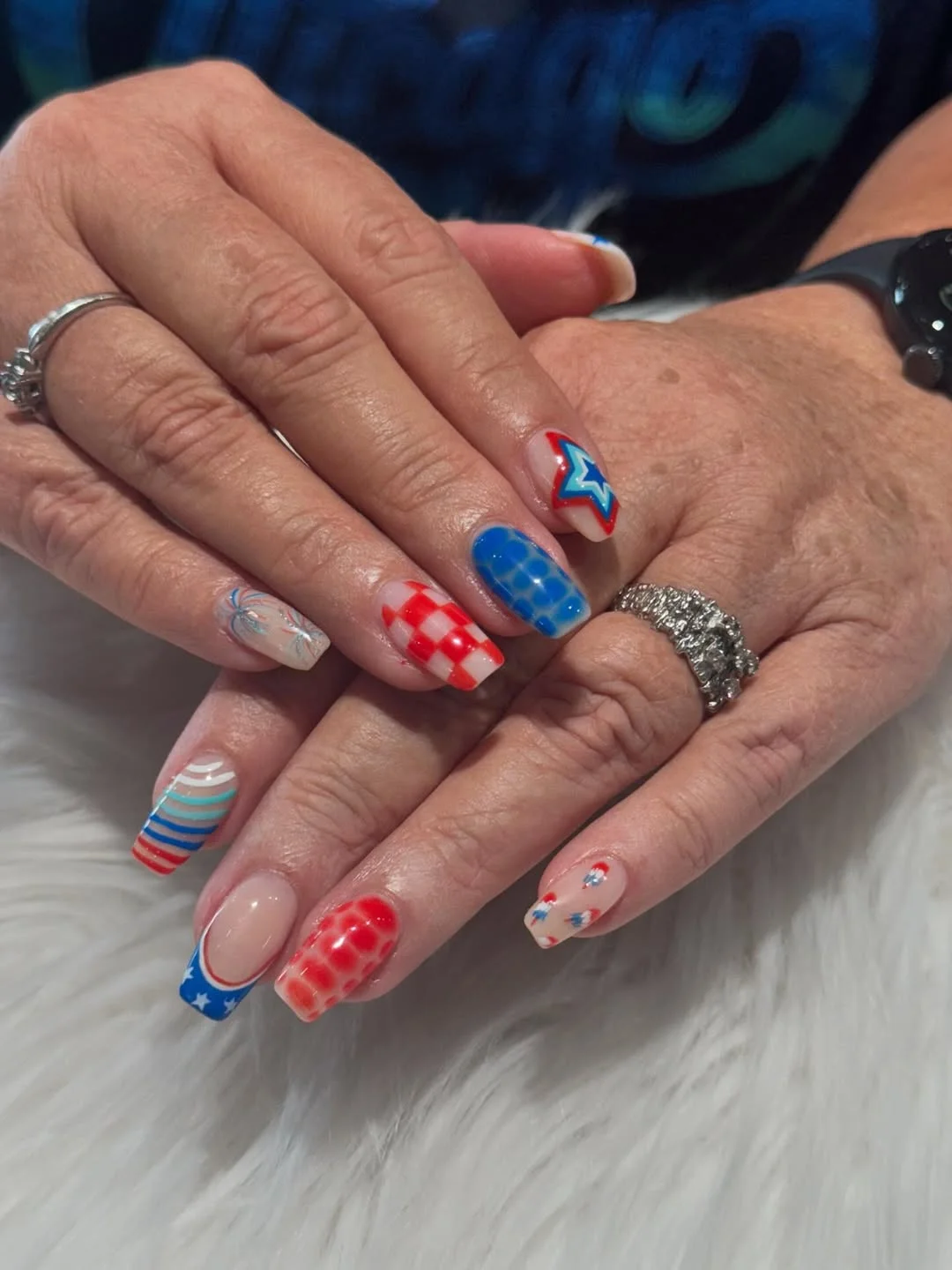 usa nails 2026 + Mix and Match Firework Square Nails for July Parties