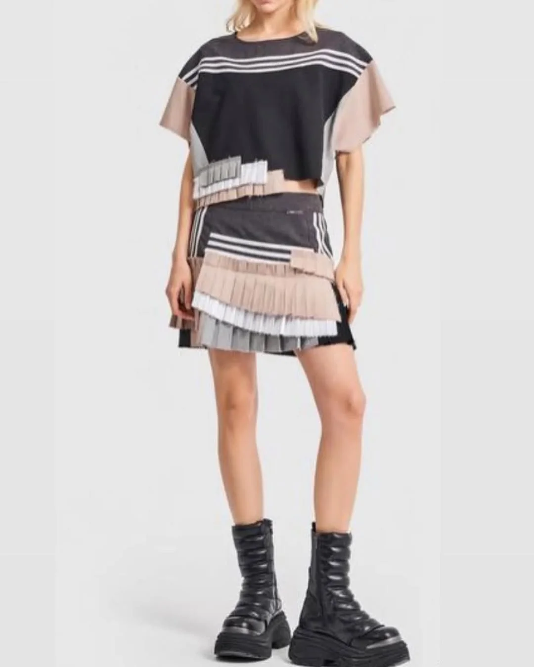 back to school outfits 2026 Graphic Pleats and Chunky Boots for a Bold First Week