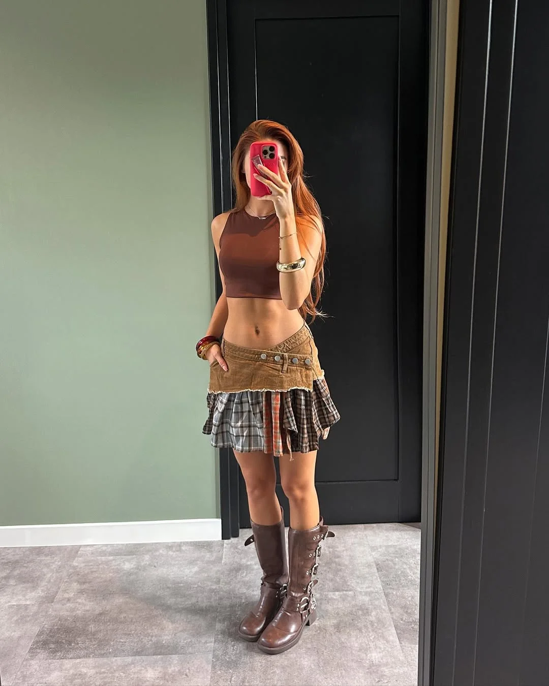back to school outfits 2026 Low-Rise Patchwork Skirt With Campus Y2K Attitude