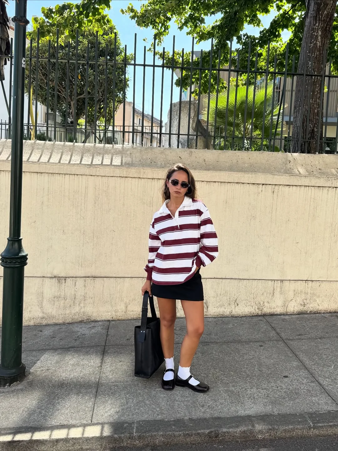 back to school outfits 2026 Striped Rugby Shirt With a Mini Skirt