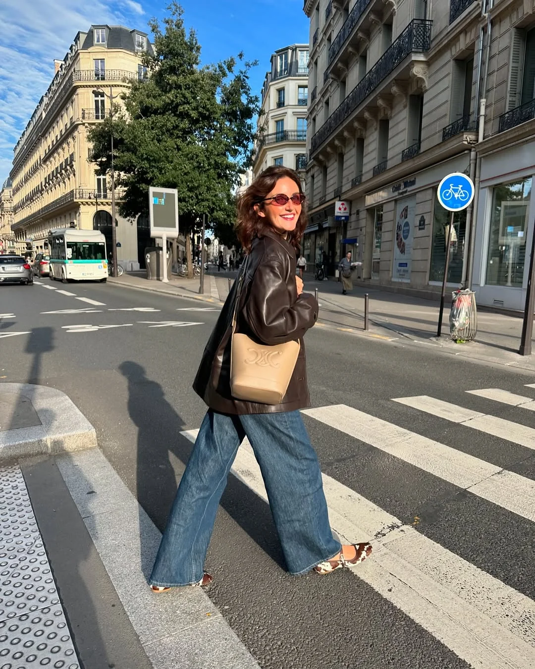 back to school outfits 2026 Wide-Leg Denim With a Leather Jacket