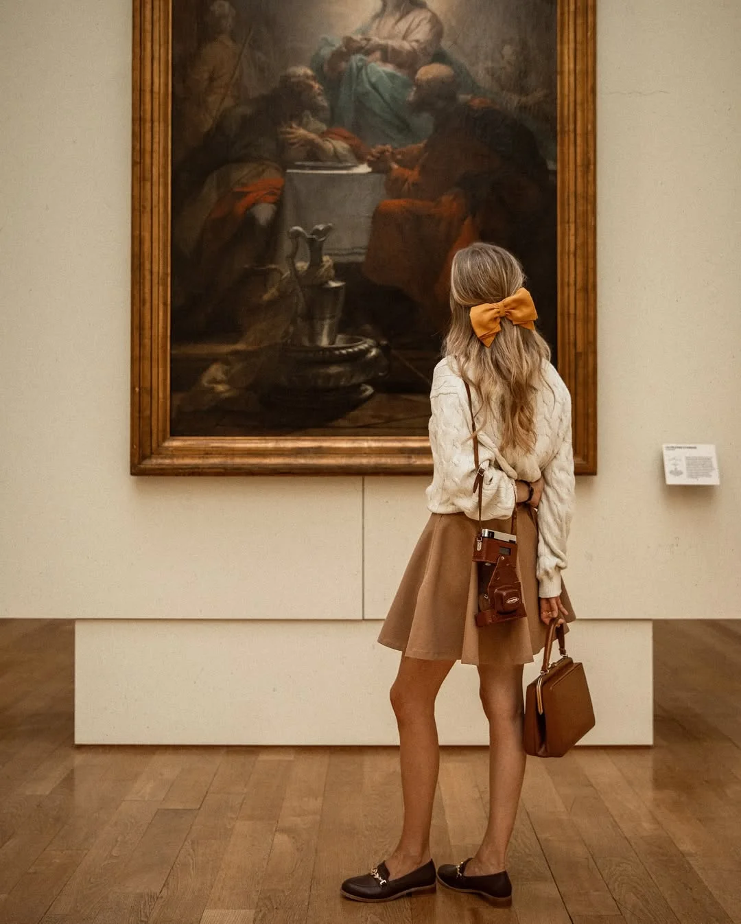 back to school outfits 2026 Museum Day Cable Knit and Camel Skirt