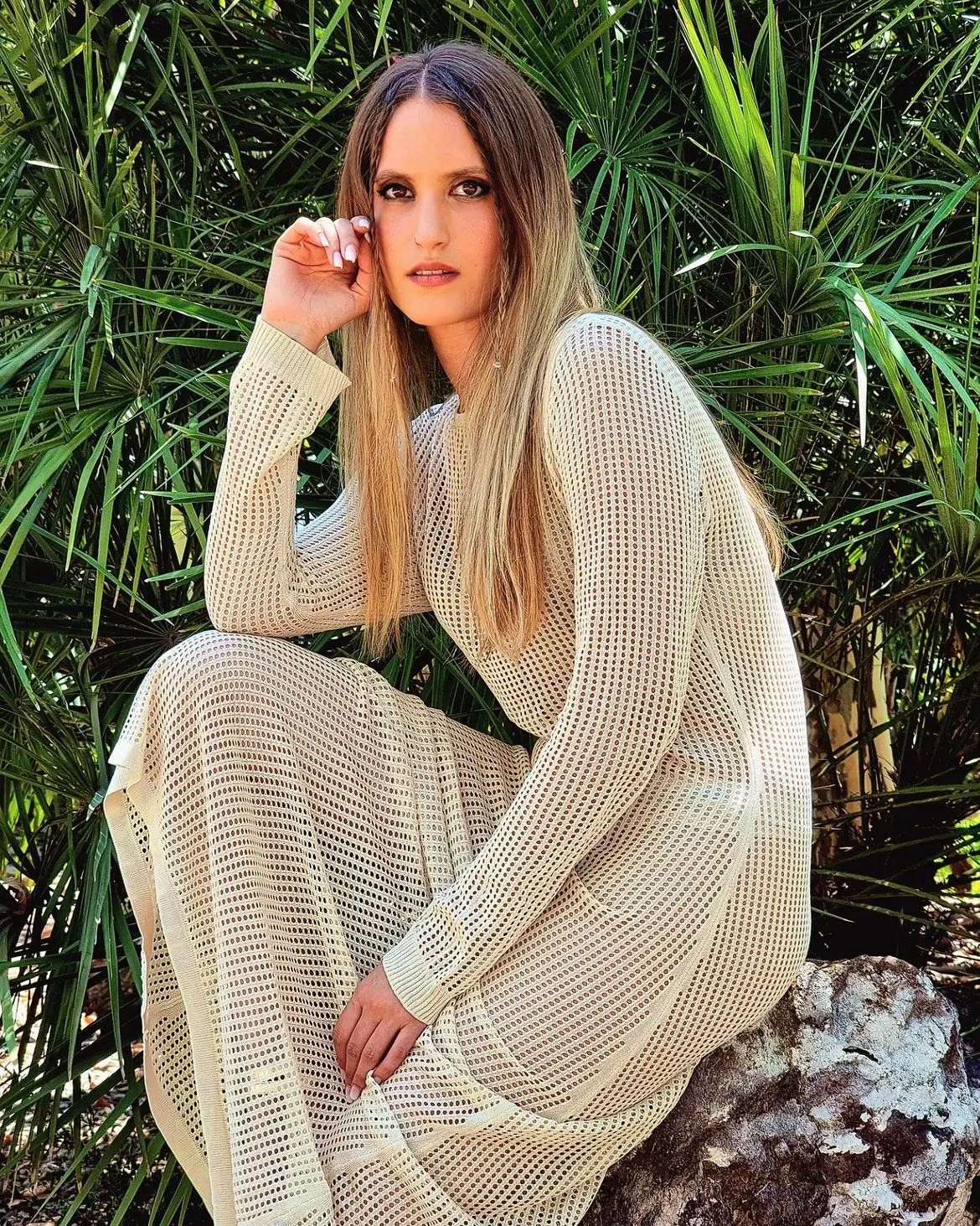 boho chic fall outfits 2026 + Open-Knit Cream Layers With a Soft Bohemian Mood