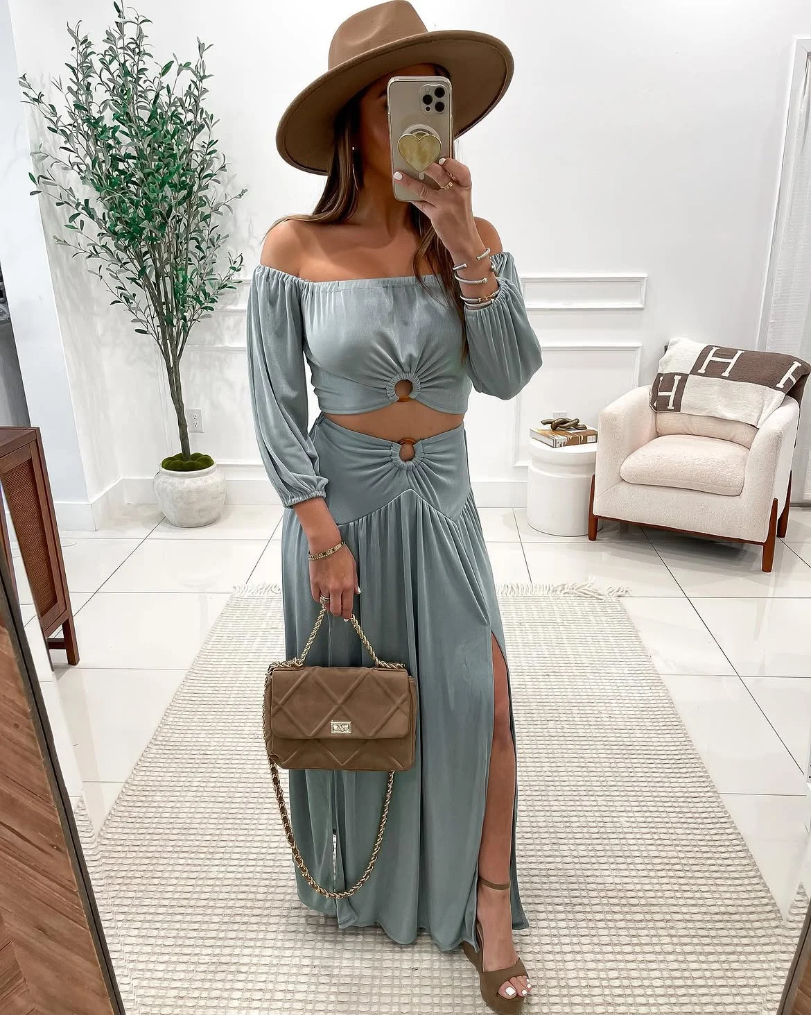 boho chic fall outfits 2026 + Sage Two-Piece Dressing With a Modern Boho Twist
