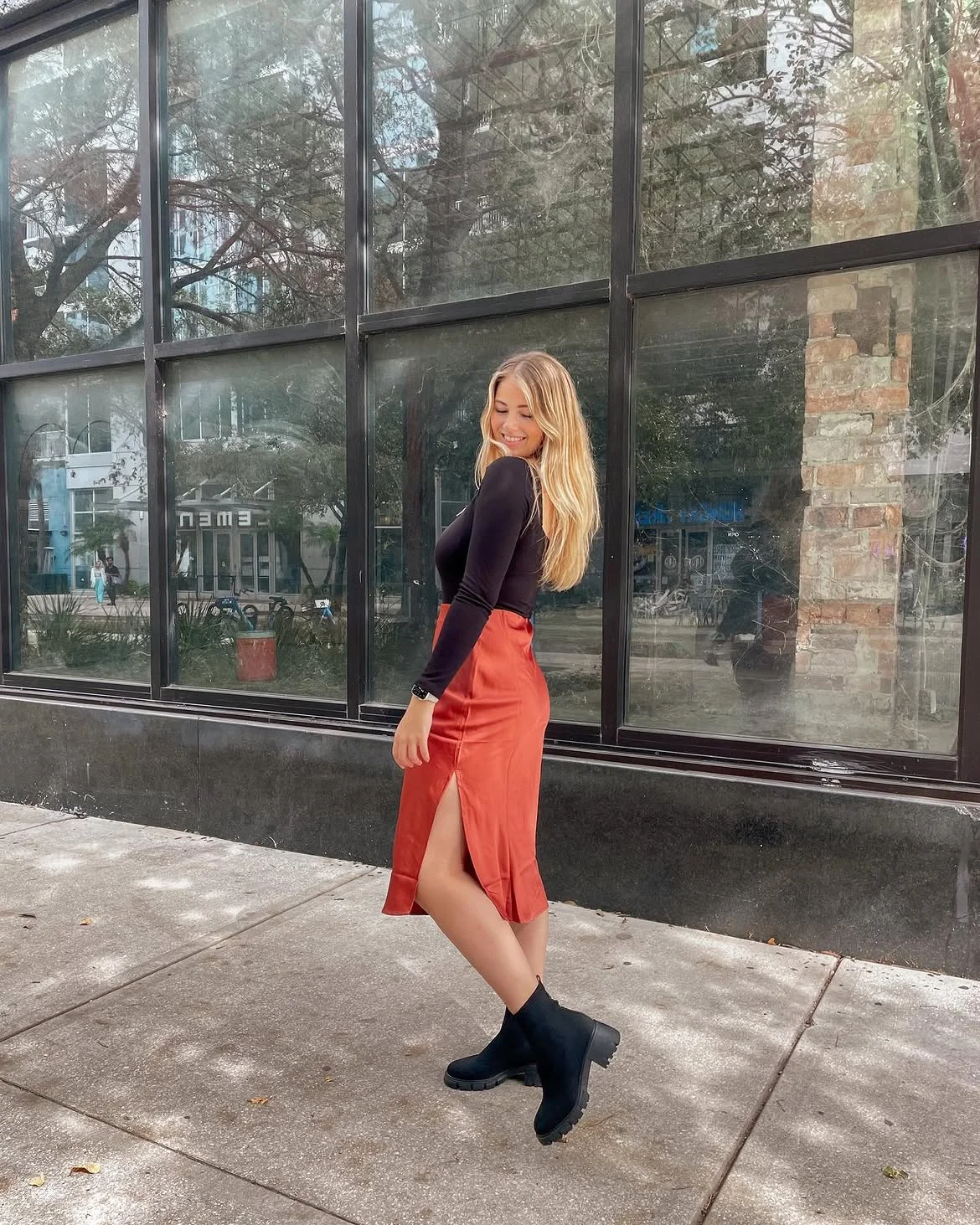 boho chic fall outfits 2026 + The Satin Midi Skirt With Grounded Black Boots