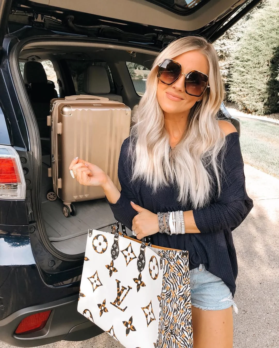 comfortable fall travel outfits 2026 Off-Shoulder Knit For A Sunny Fall Road Trip