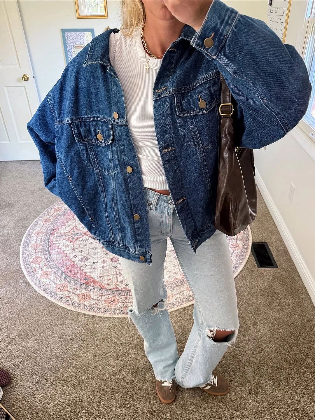 comfy fall outfits 2026 Oversized Denim Layers for an Easy Everyday Fall Look