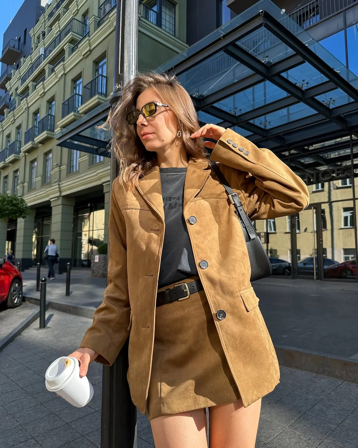 early fall outfits 2026 + Soft Suede Tailoring for a City Morning