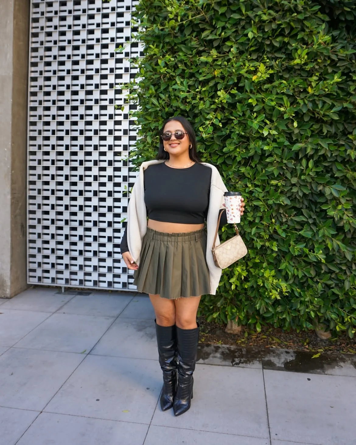 early fall outfits 2026 + Olive Pleats Black Basics and Tall Boots With Attitude