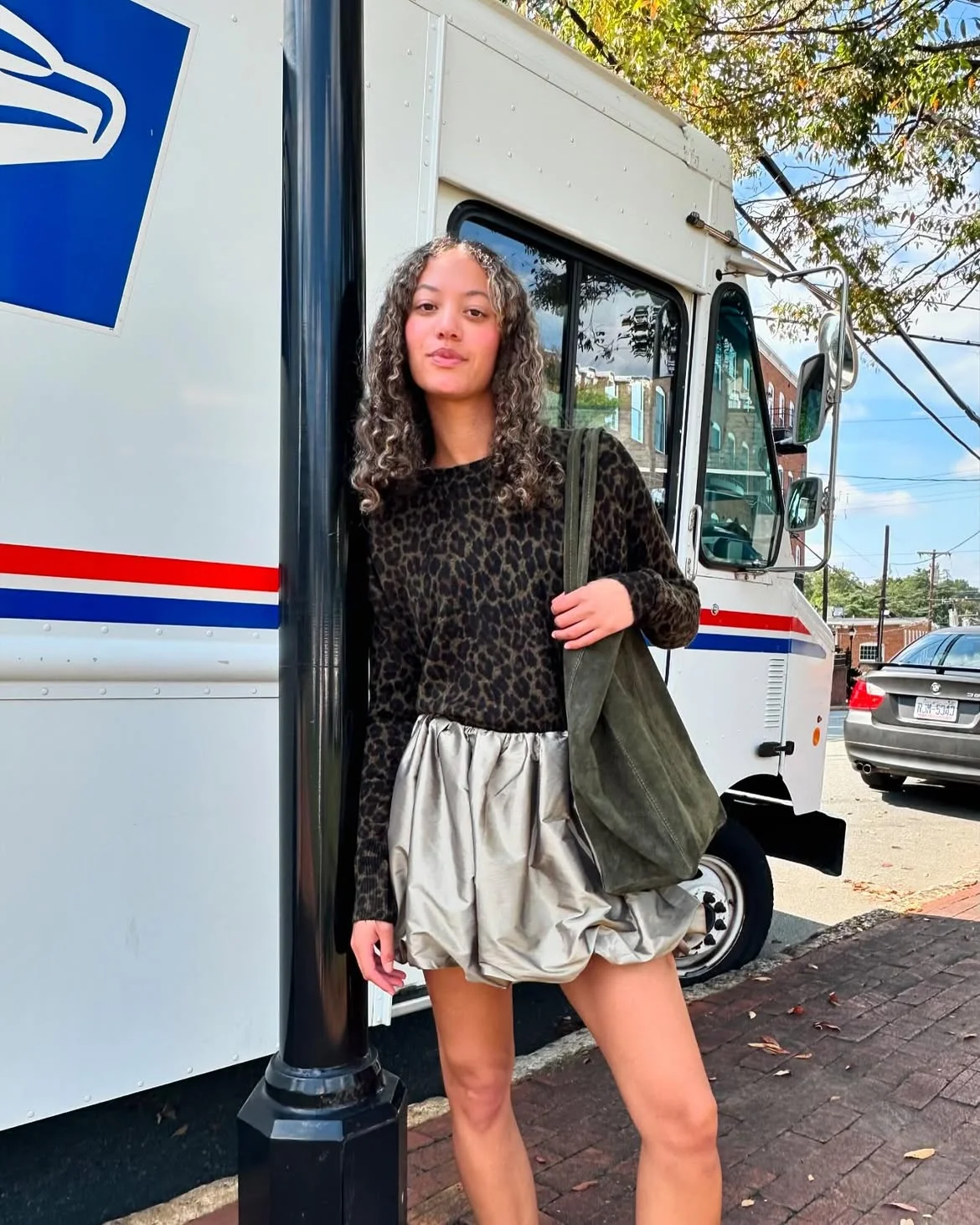 early fall outfits 2026 + Leopard and a Silver Bubble Skirt for a Playful City Night