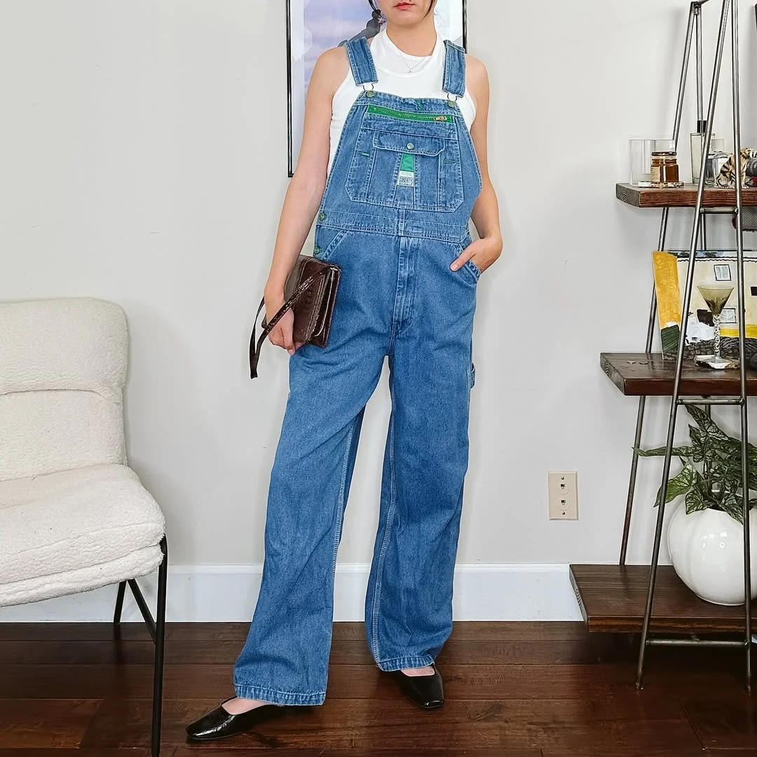 Early fall outfits ideas 2026 Wide-Leg Denim Overalls With A Sleeveless White Top