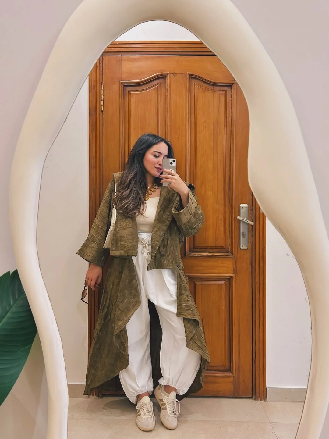 Early summer outfits 2026 Olive Texture With White Layers And Soft Utility Energy