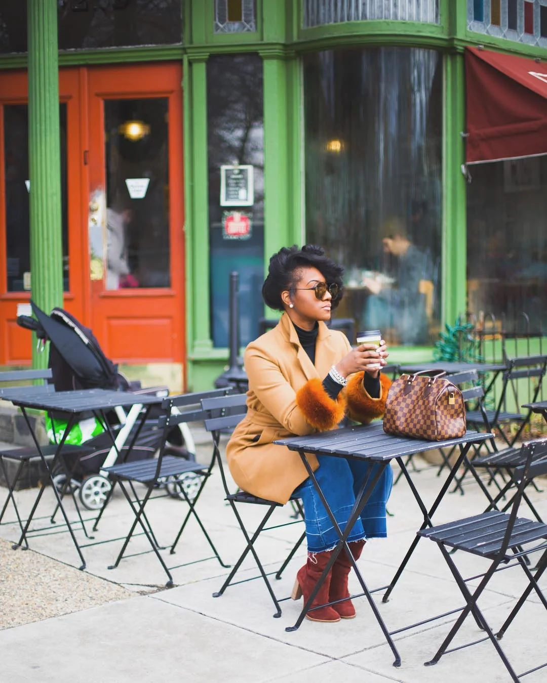 fall 2026 outfits for black women + Camel Coat Coffee Run With Cropped Denim