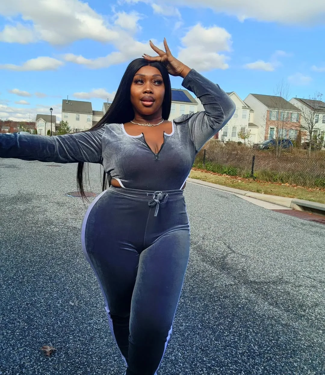 fall 2026 outfits for black women + Velvet Gray Set For Soft Off-Duty Confidence