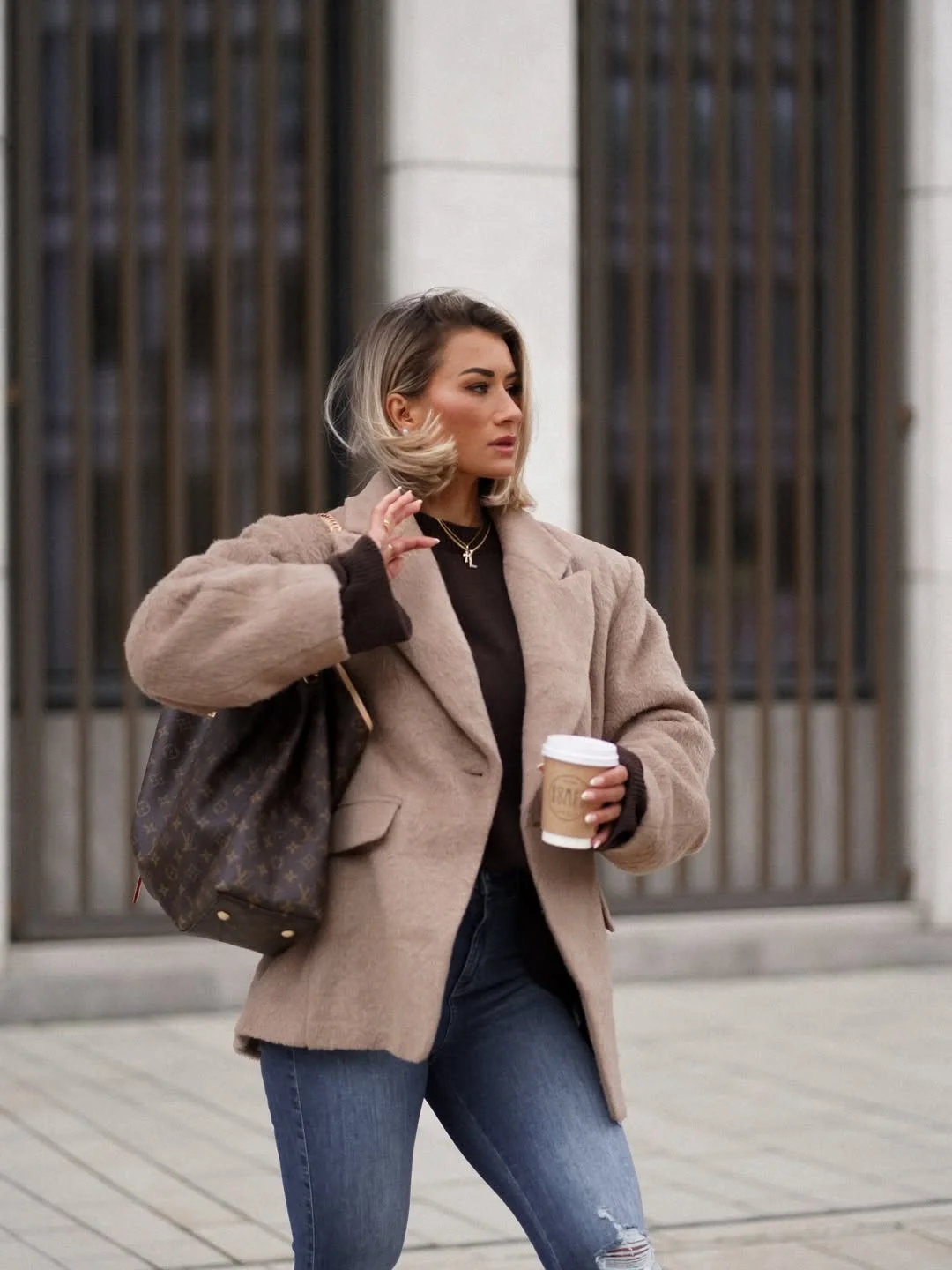 fall denim outfits for women 2026 Beige Blazer With Clean Blue Fall Denim