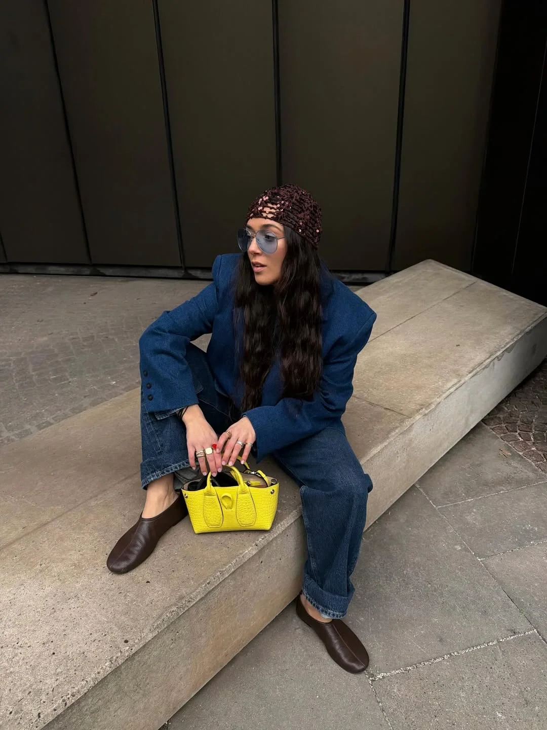 fall denim outfits for women 2026 Blue Blazer And Jeans With A Pop Of Yellow