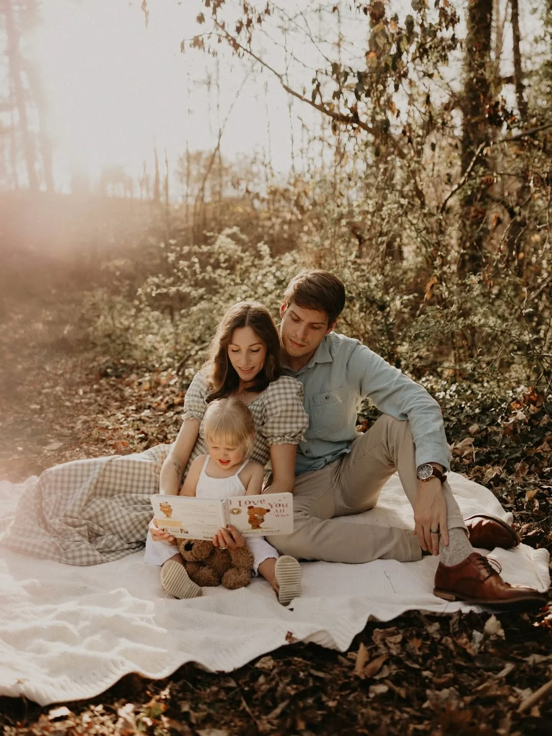 fall family picture outfits 2026 + Brown Gingham and Soft Sage for a Quiet Woodland Look
