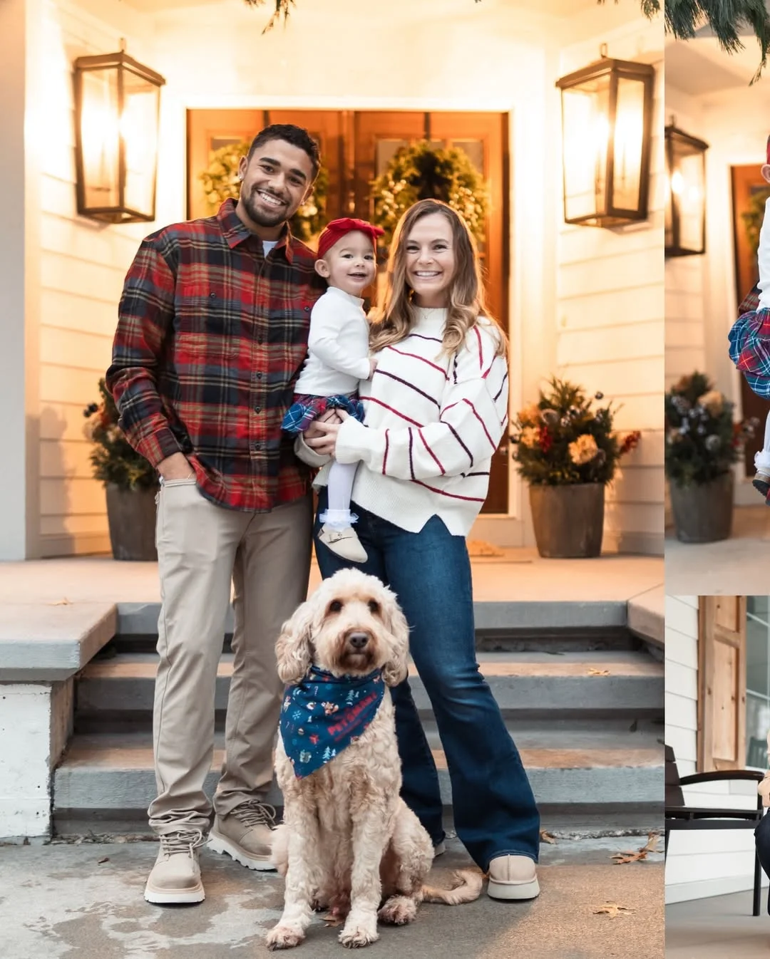 fall family picture outfits 2026 + Holiday Plaid and Denim for a Cozy Porch Session