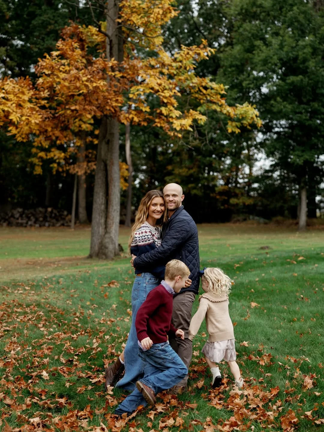 fall family picture outfits 2026 + Navy Quilting and Burgundy Knitwear for a Classic Fall Day