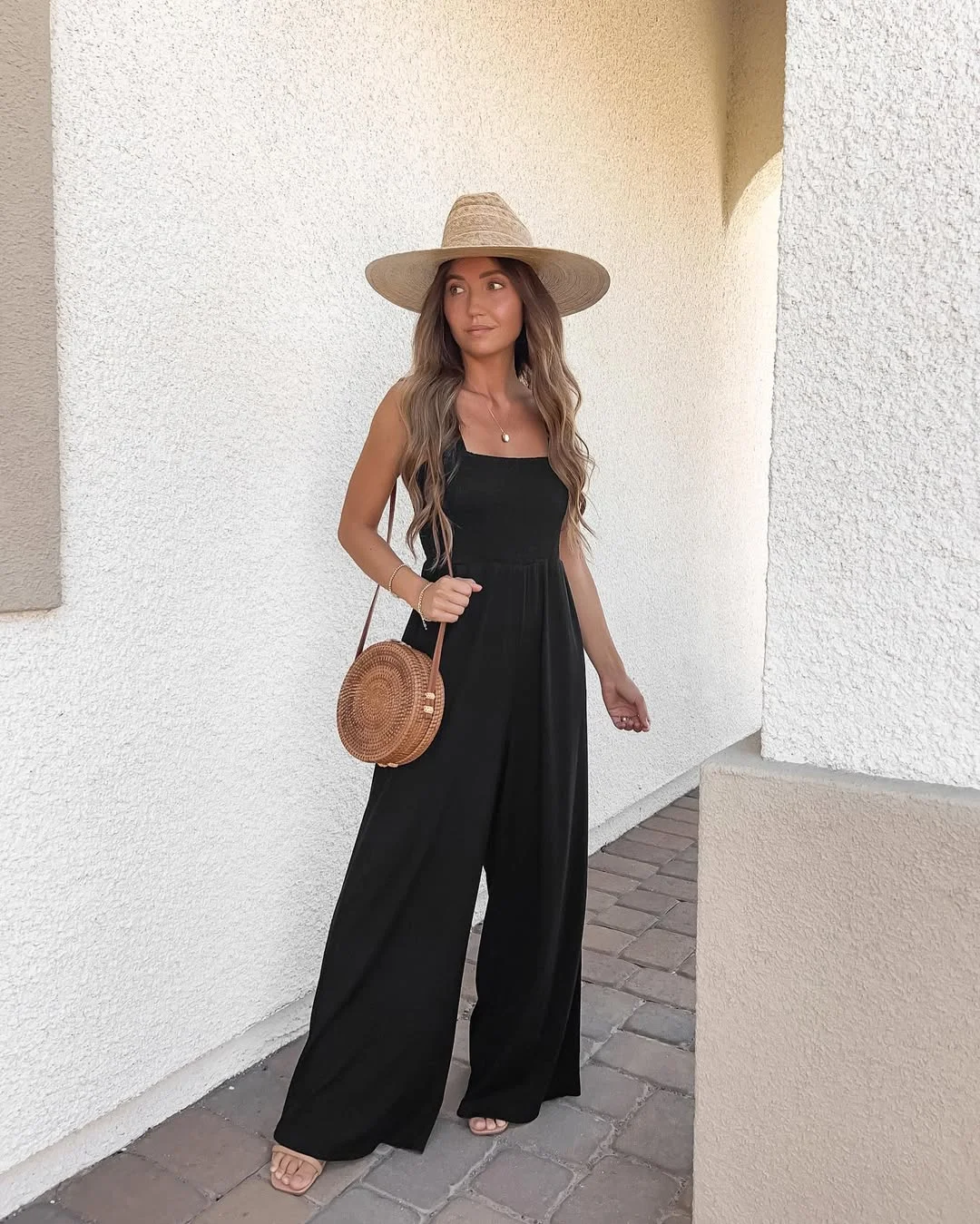 nyc fall outfits street style casual 2026 + Black Wide-Leg Jumpsuit For Warm Fall Days