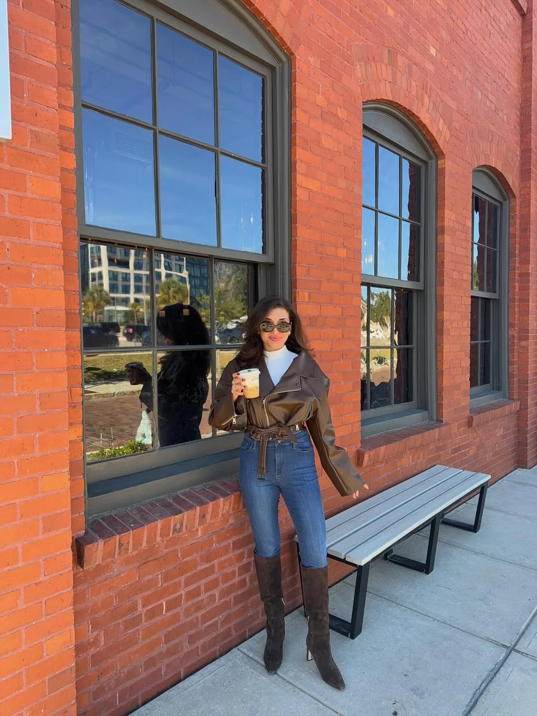 nyc fall outfits street style casual 2026 + Brown Leather Jacket With Jeans And Tall Boots