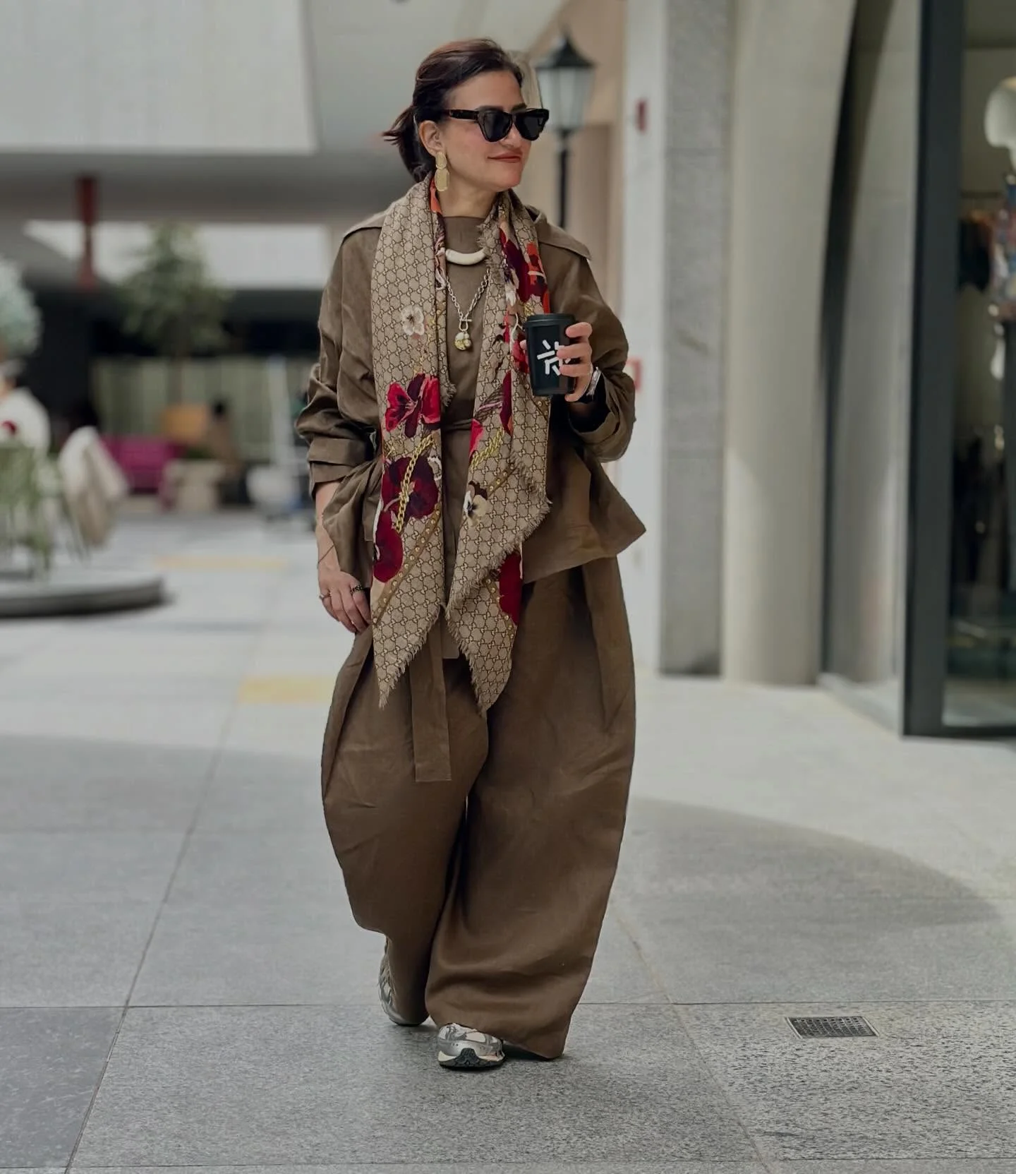 fall going out outfits 2026 + Tonal Brown Tailoring With a Scarf That Steals the Room