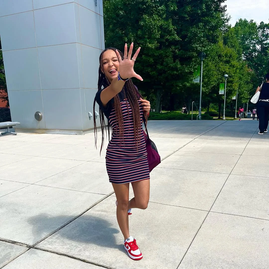 fall outfits for college students casual 2026 Striped Mini Dress And Red Sneakers For Campus Fun