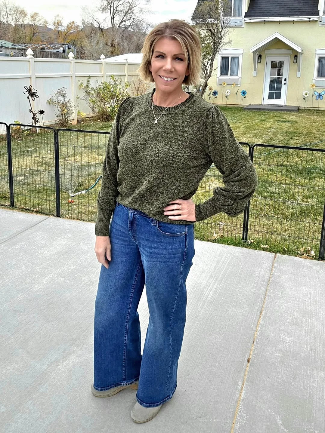 fall outfits for plus size women 2026 + Olive Knit And Wide-Leg Denim For A Simple Fall Reset