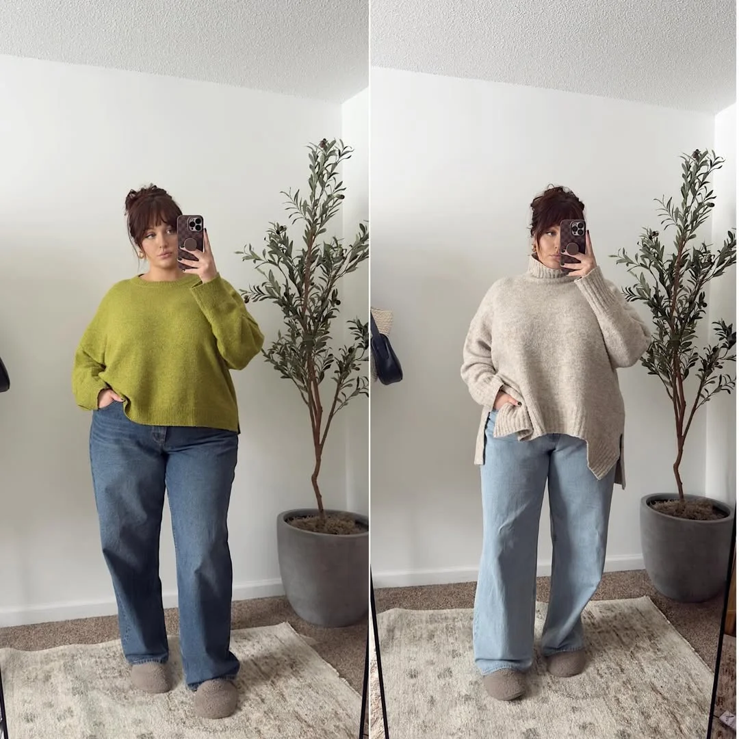 fall outfits for plus size women 2026 + Two Soft Sweater Looks With Denim For Cozy Everyday Rotation