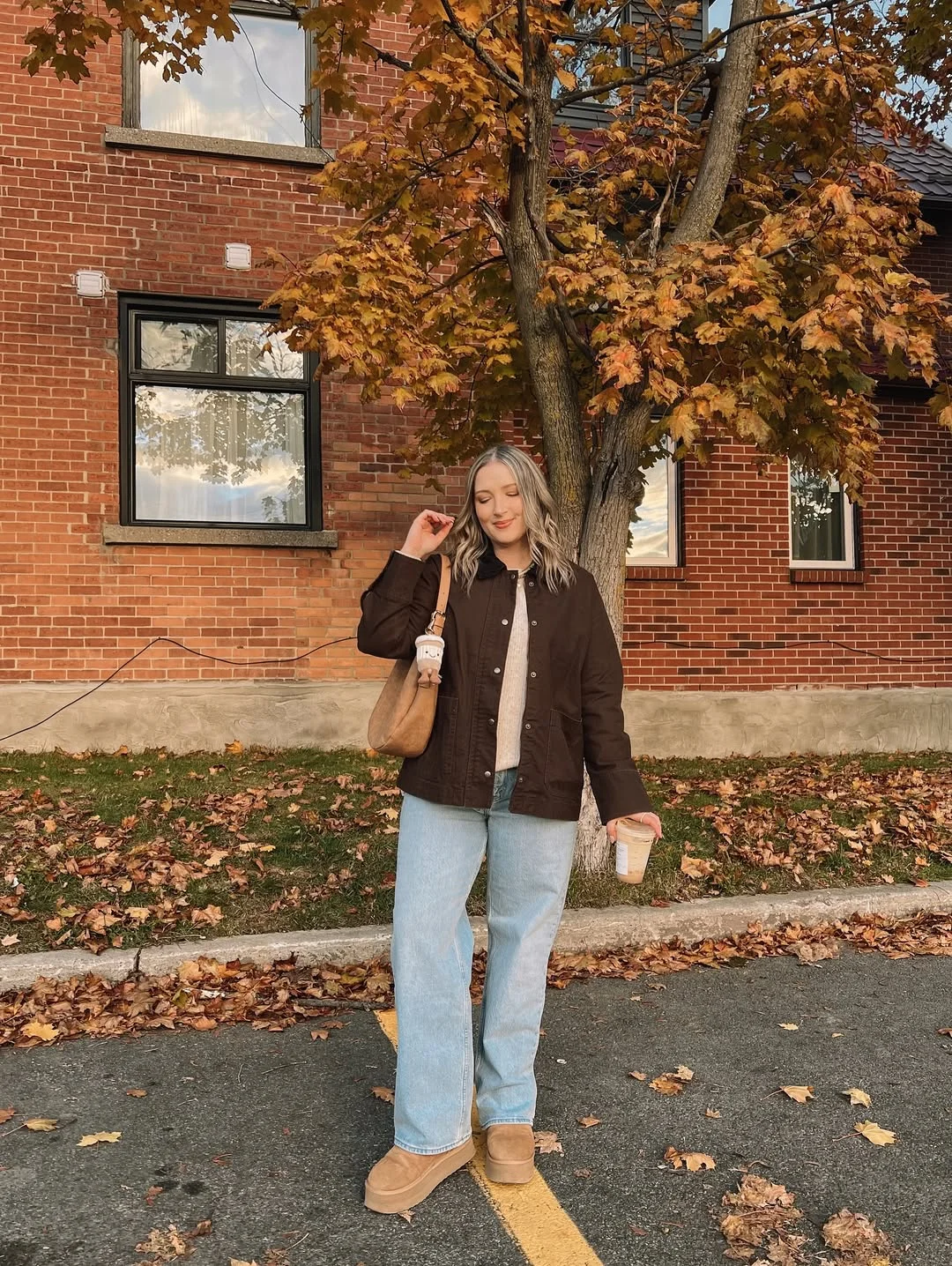 fall outfits for plus size women 2026 + Chocolate Jacket And Light Denim For Classic Fall Comfort